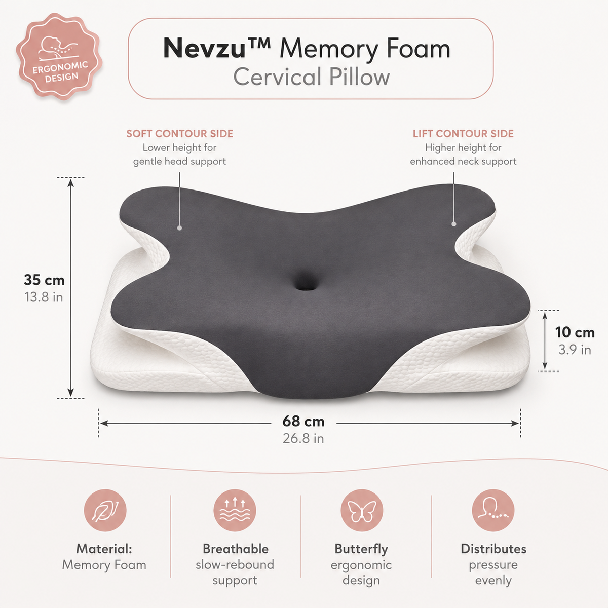 Nevzu™ Memory Foam Cervical Pillow
